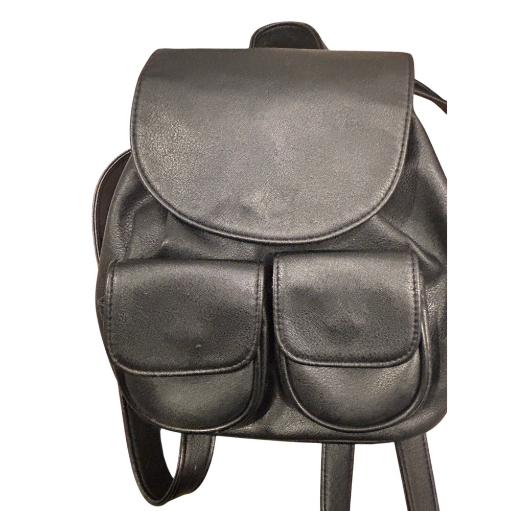 Wild Fable Black Faux Leather Mini Backpack Rucksack